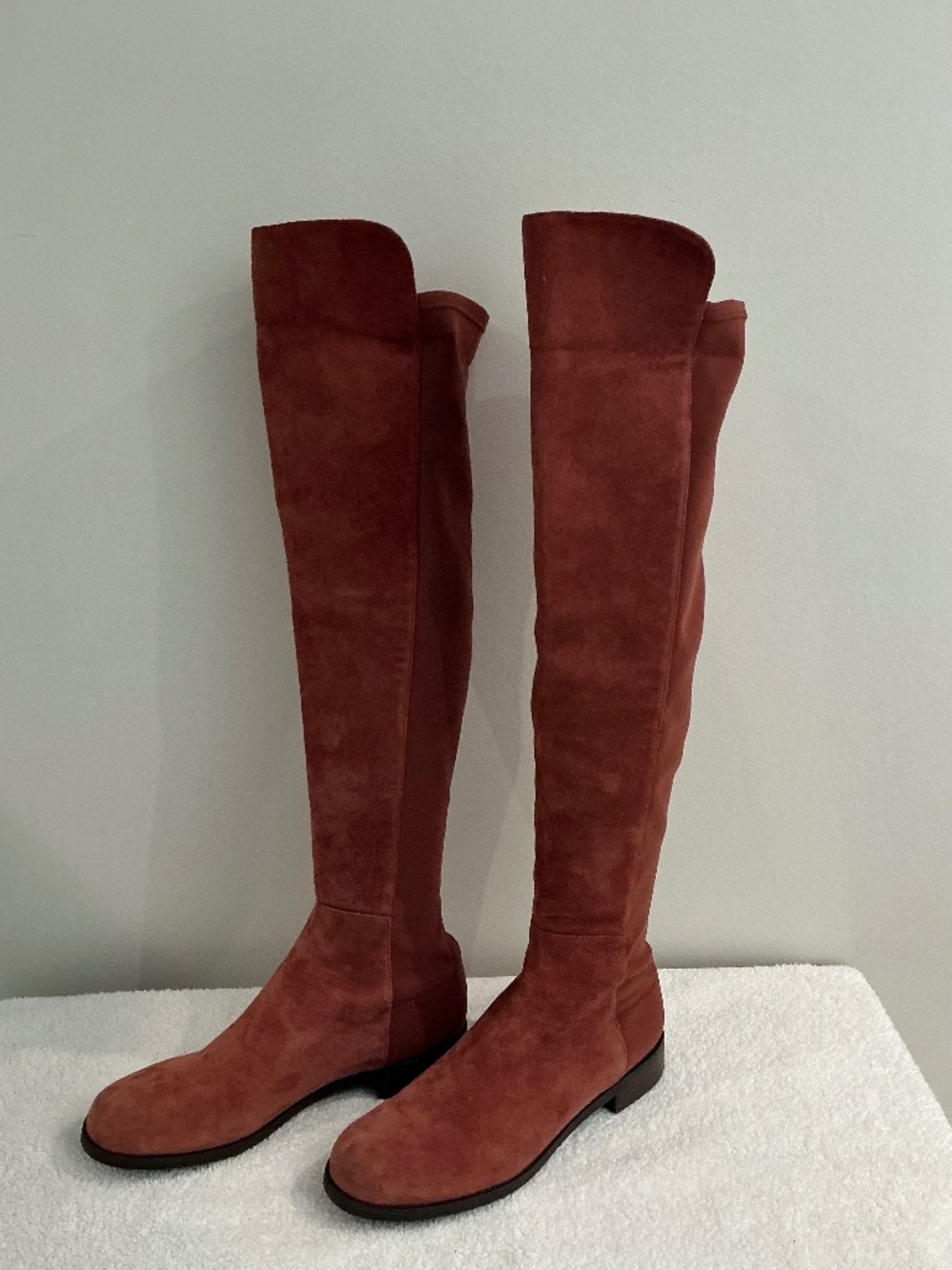 Stuart Weitzman 5050 Suede Over-The-Knee Boots Burgundy 8.5 39